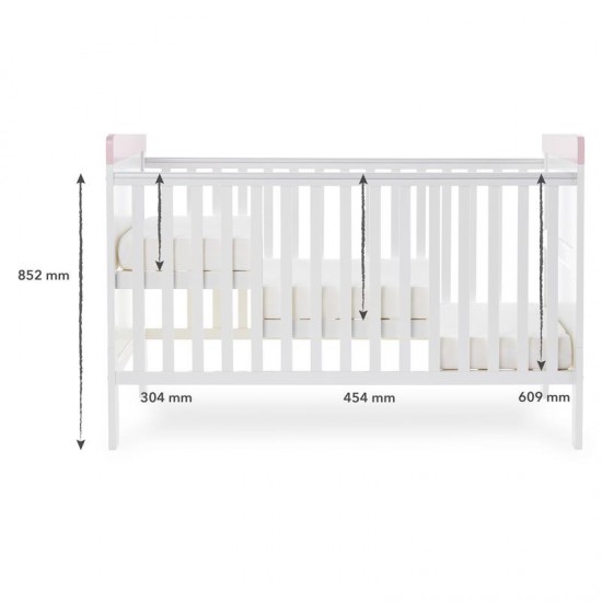Obaby Grace Inspire Cot Bed Me Mini Me Elephants Pink 21OB1733